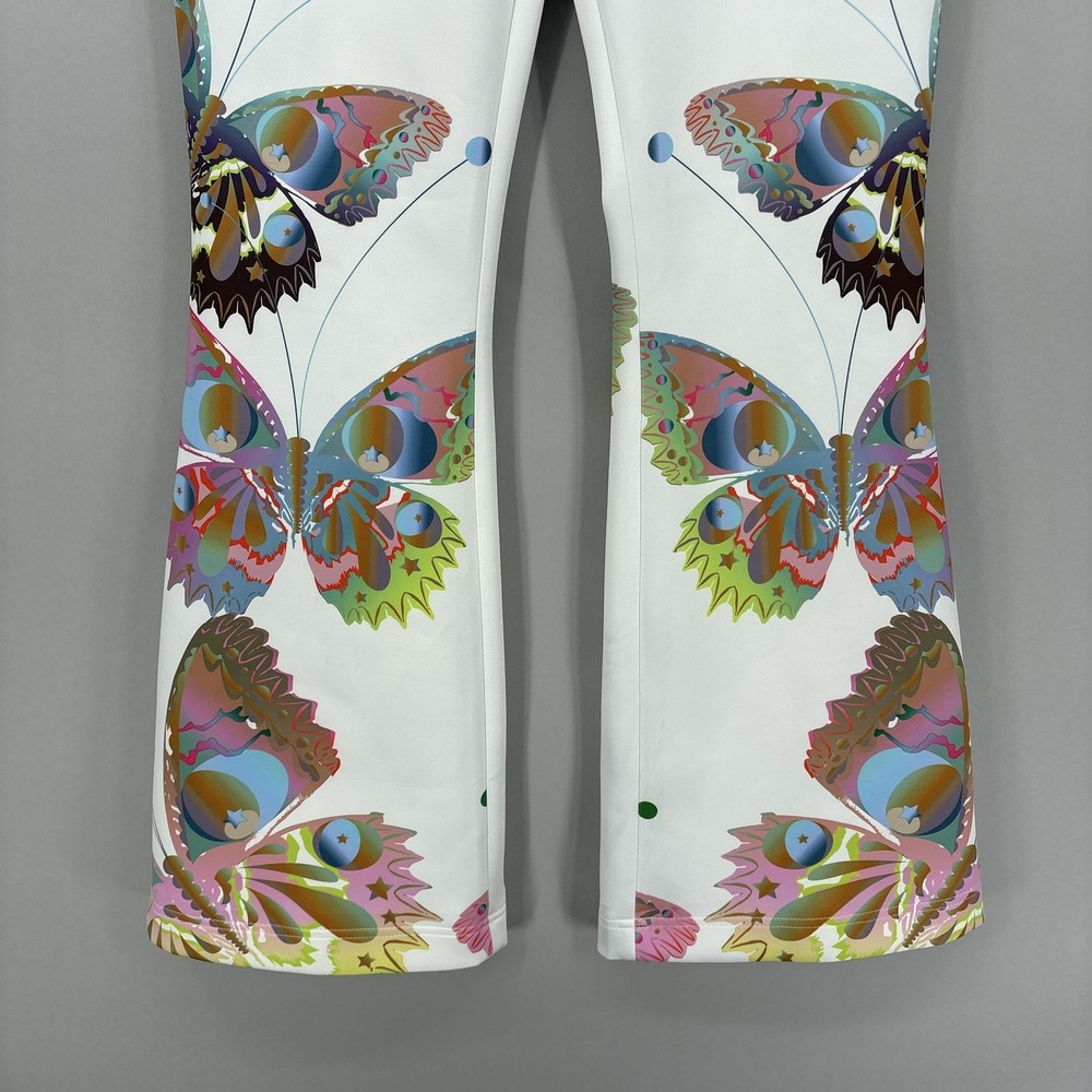 Cynthia Rowley Pants 6 White Butterfly Bonded Fit Flare Stretch Festival Boho - Picture 3 of 13